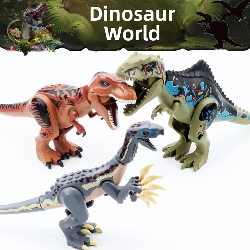 نموذج لعبة ديناصور جوراسيك كبير الحجم، تنين الوحش الجنوبي، تنين السيف، تيرانوصور، مكعبات حيوانات واقعية #5
