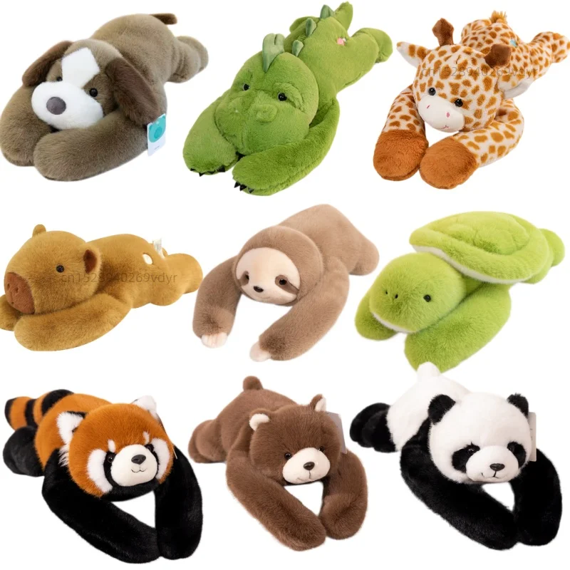 Hot All Series Long Arm Soft Plush Pillow Raccoon Koala Bear Sloth Dog Giraffe Dinosaur Turtle Capybara Cute Xmas Gift for Baby