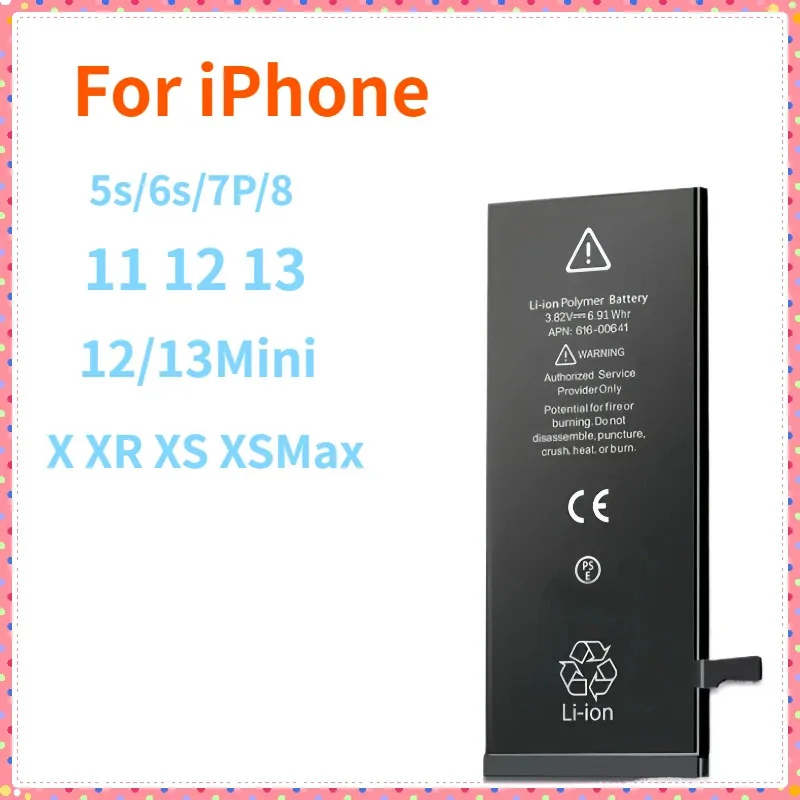 

Сменная батарея для iPhone 5S 6 6S 7 8 Plus X XR XS Max 11 12 13 Pro Max Мини-аккумулятор для мобильного телефона 6300 мАч
