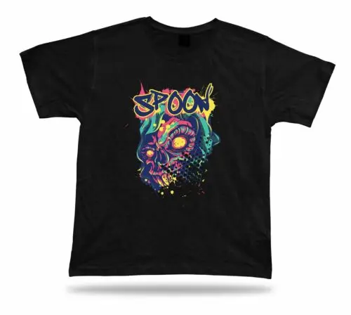 Spoon colorful skull art design unisex Tshirt tee cool HOLY gift textile sale