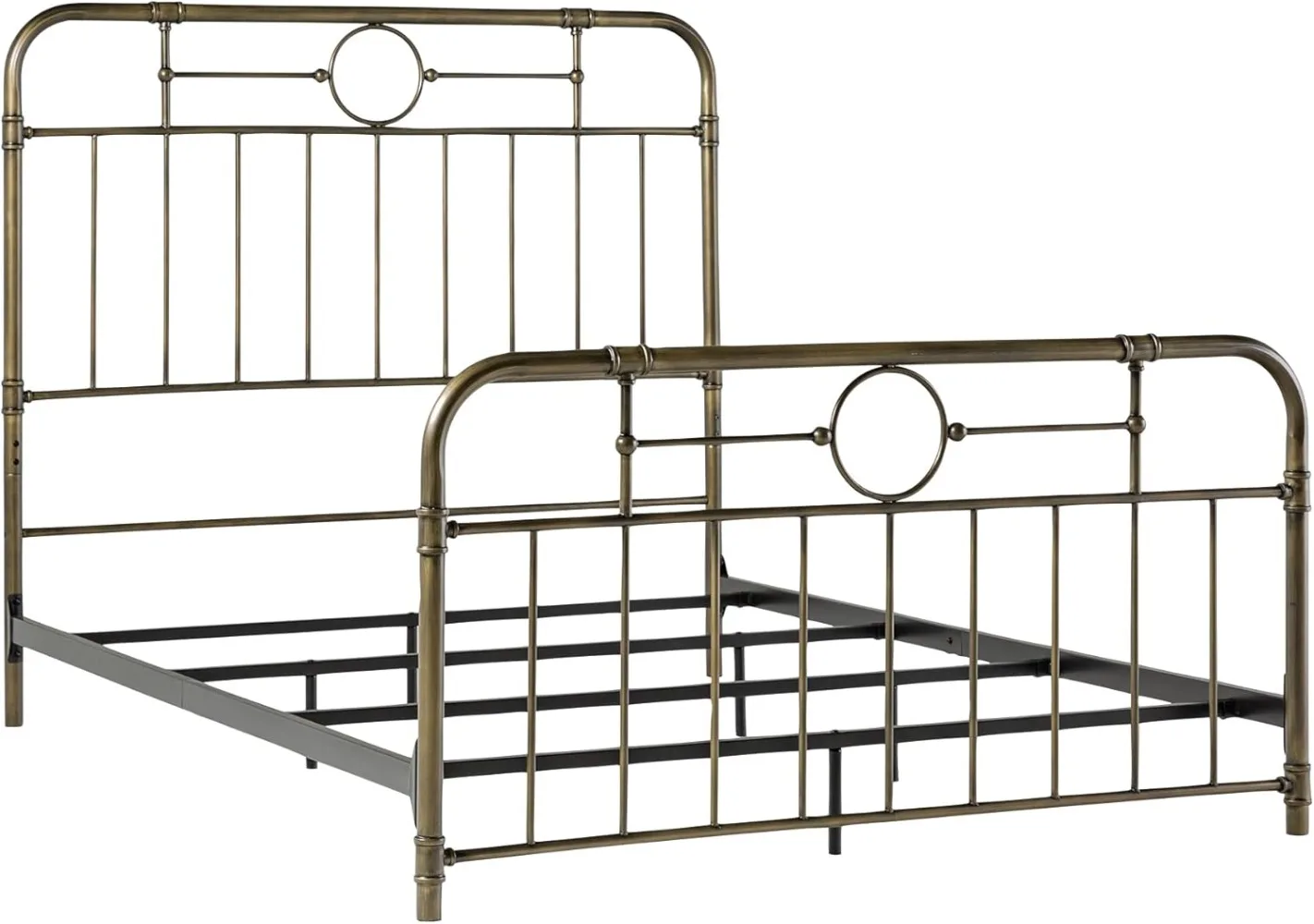 

Walker Edison Vintage Metal Iron Pipe Queen Size Bed Headboard Bedroom Headboard Footboard Bed Frame Bedroom, Queen, Bronze