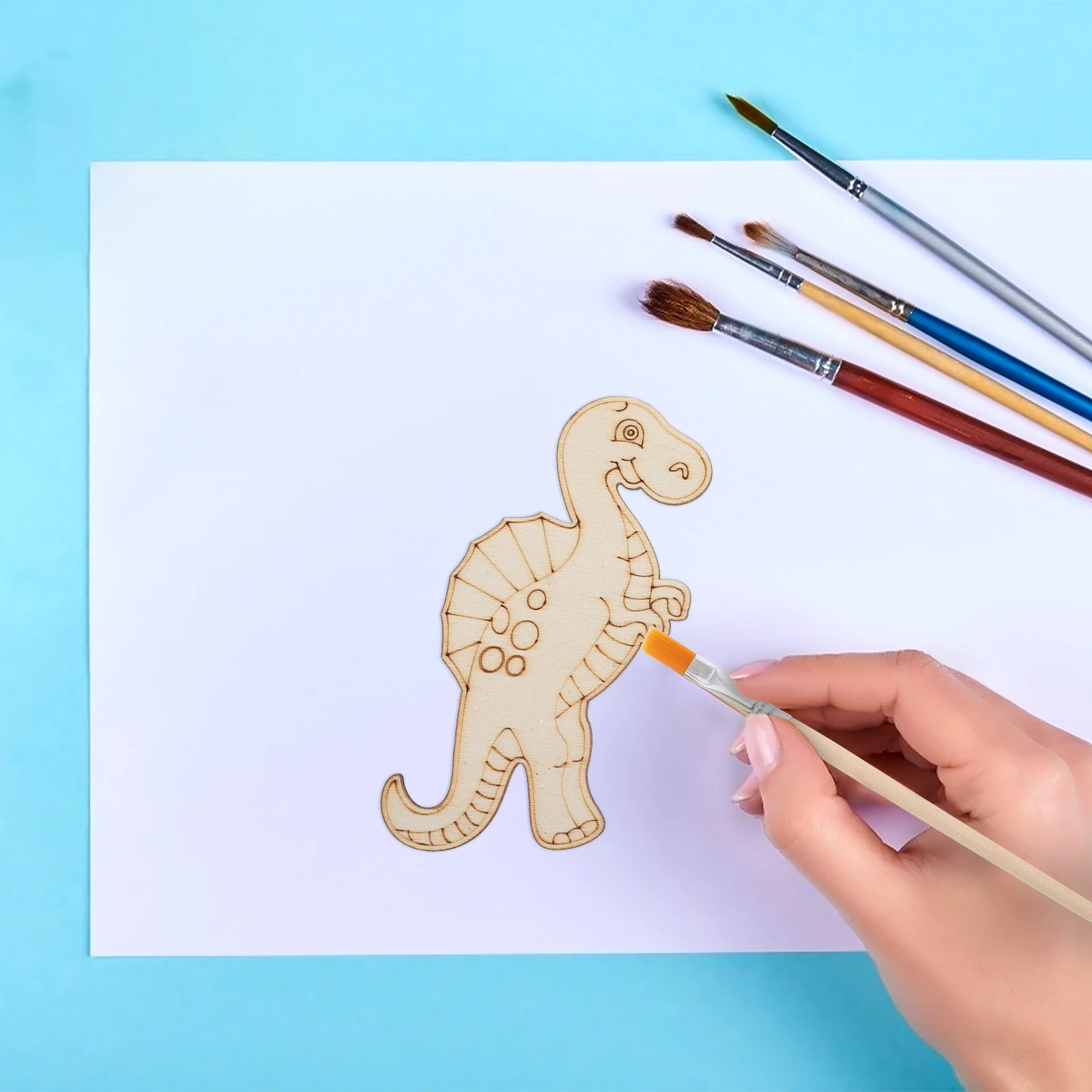 20 Pcs Dinosaur Wood Chip Toys Cutouts for Crafts Unfinished Chips Animal Kids Hand-painted Handmade Painting Child