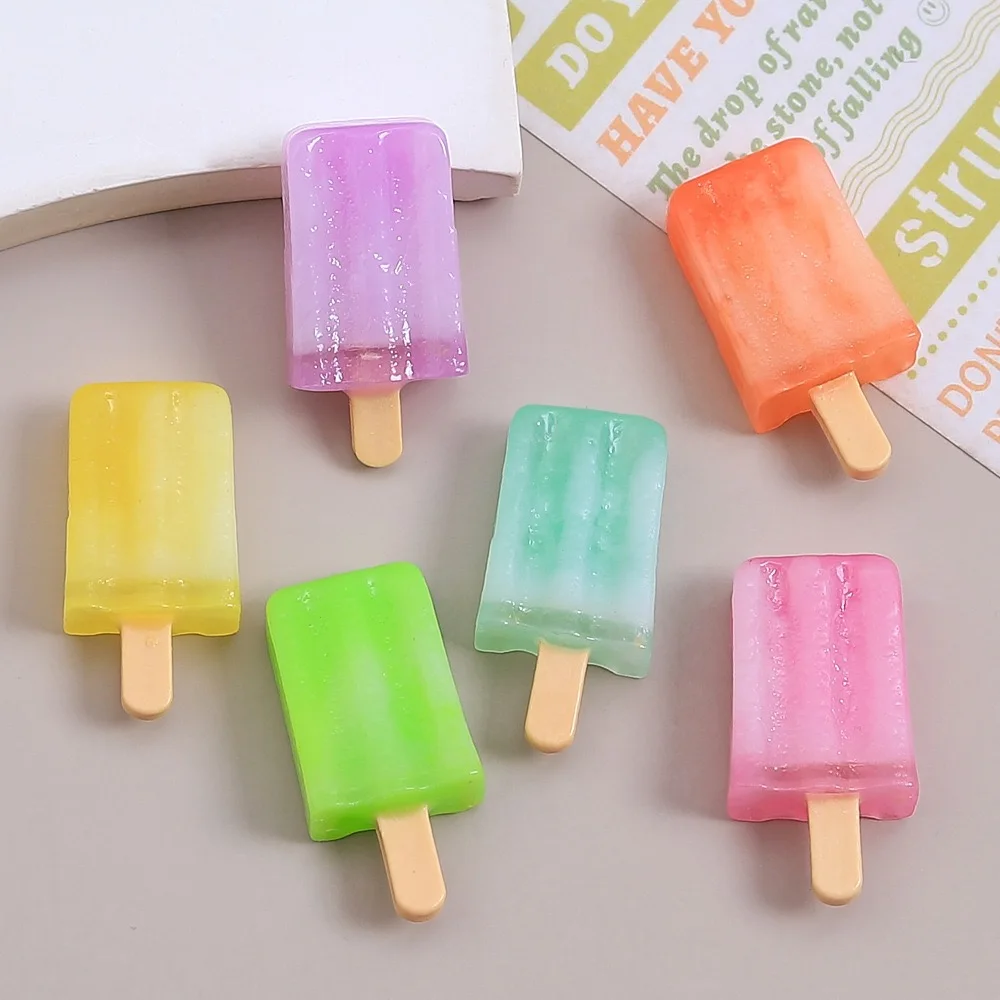 10pcs Kawaii Resin Popsicle Series Miniatures Embellishments Flatback Fake Food  Scrapbooking Supplies Diy Charms