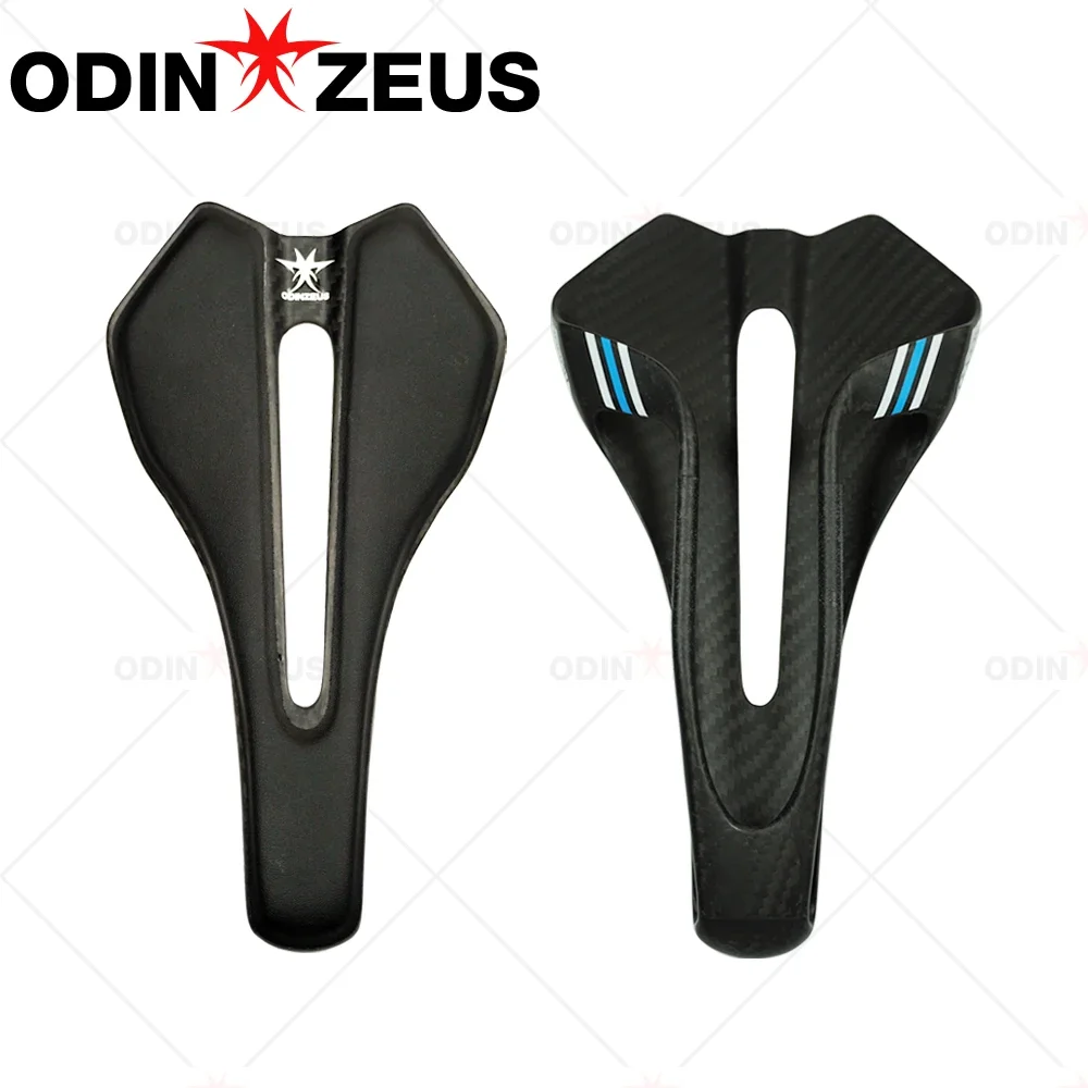 ODINZEUS Hollow-Out Design Carbon Fiber+Artificial Leather Road Saddle 95g, Breathable Comfort Bike Carbon Seat Cushion