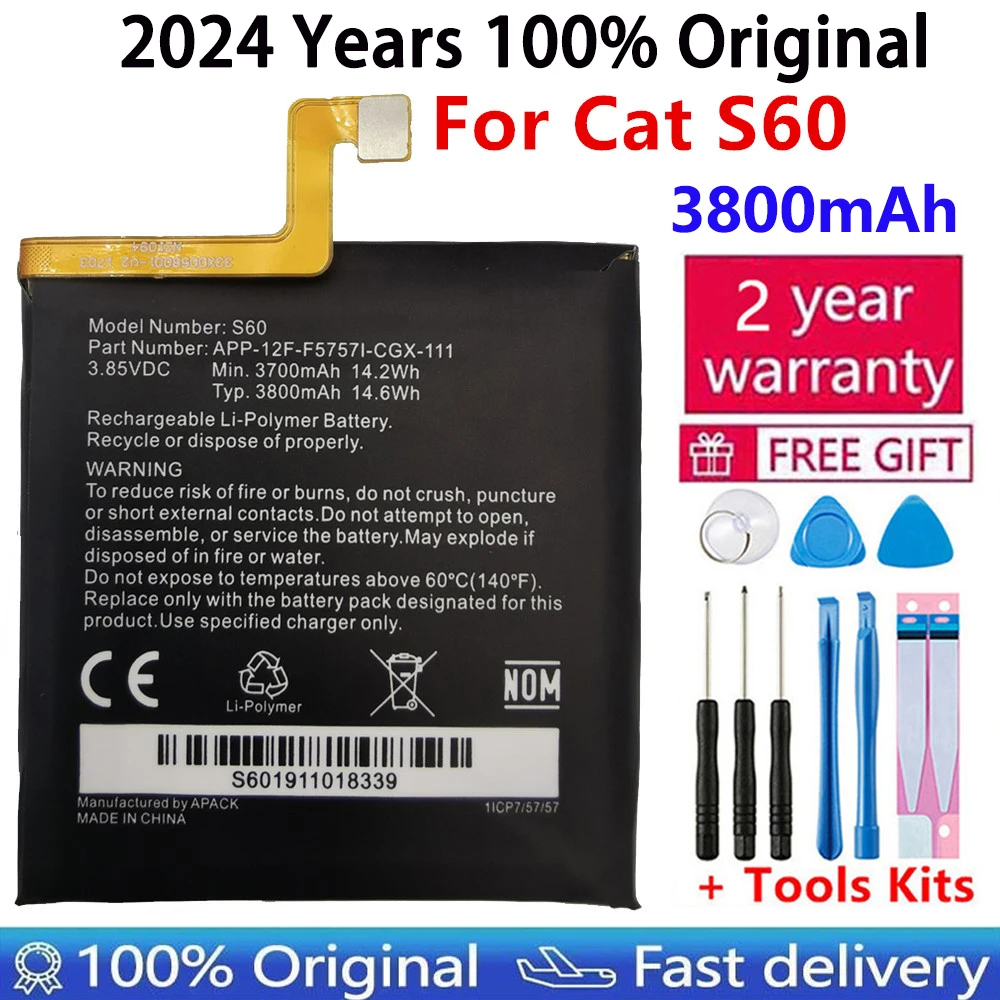 100% Original Replacement battery For Caterpillar Cat S40 S50 S60 CUBA-BL00-S50-000 458002-S40  APP-12F-F57571-CGX-111 batteries