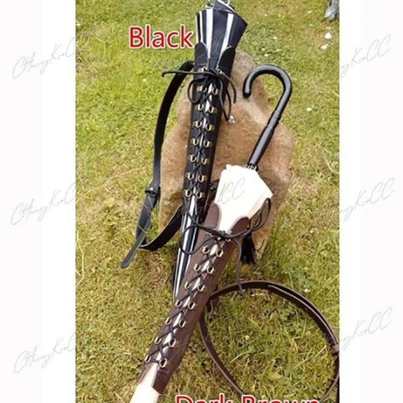 Funda de paraguas Lolita Medieval para hombres y mujeres, funda de correa ajustable, accesorios de Cosplay de Larp PU, Festival renacentista