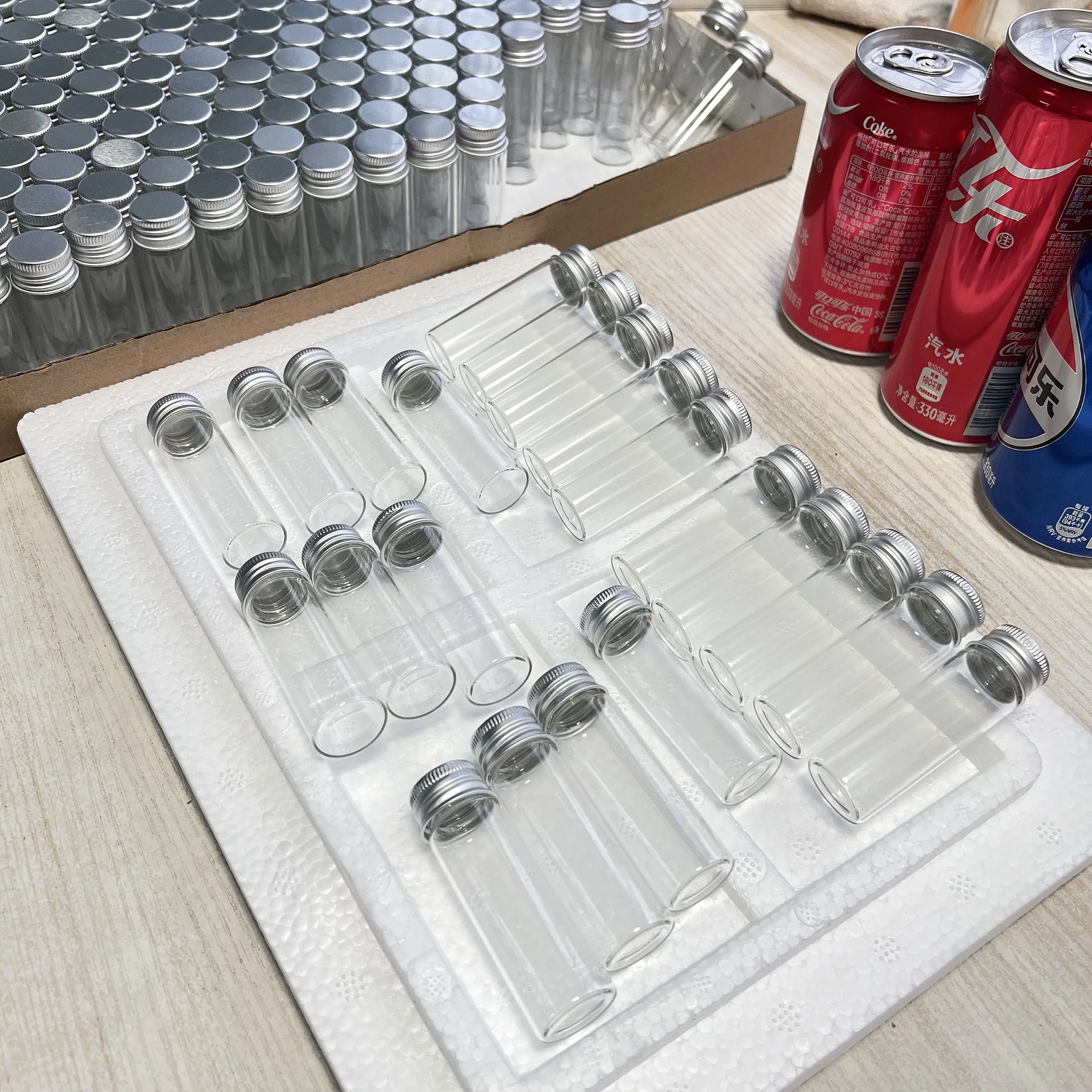 

50/100 Pcs 15ml Glass Bottles Silver Aluminum Caps 22×70mm Mini Vials DIY Crafting Mini Storage Spice Jars Home Decor Test Tube
