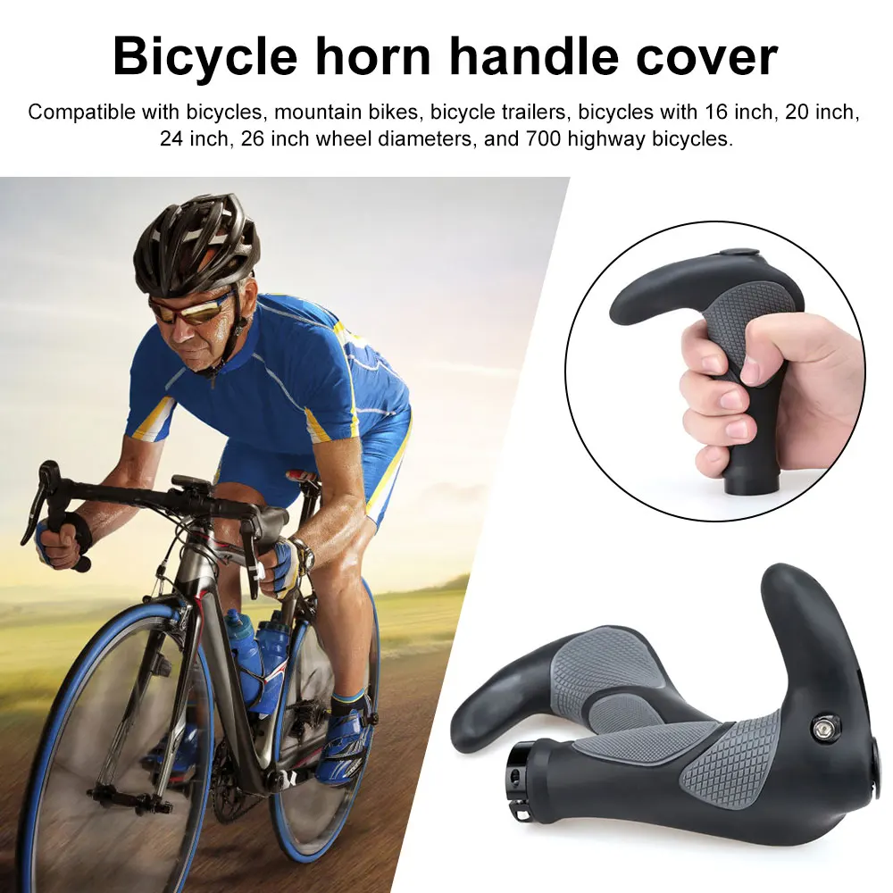 1 Pair Bicycle Handlebar Grip Ergonomic Anti Skid Lock on Handle Cover Aluminum Alloy Rubber Grips for BMX MTB Bike Accessories