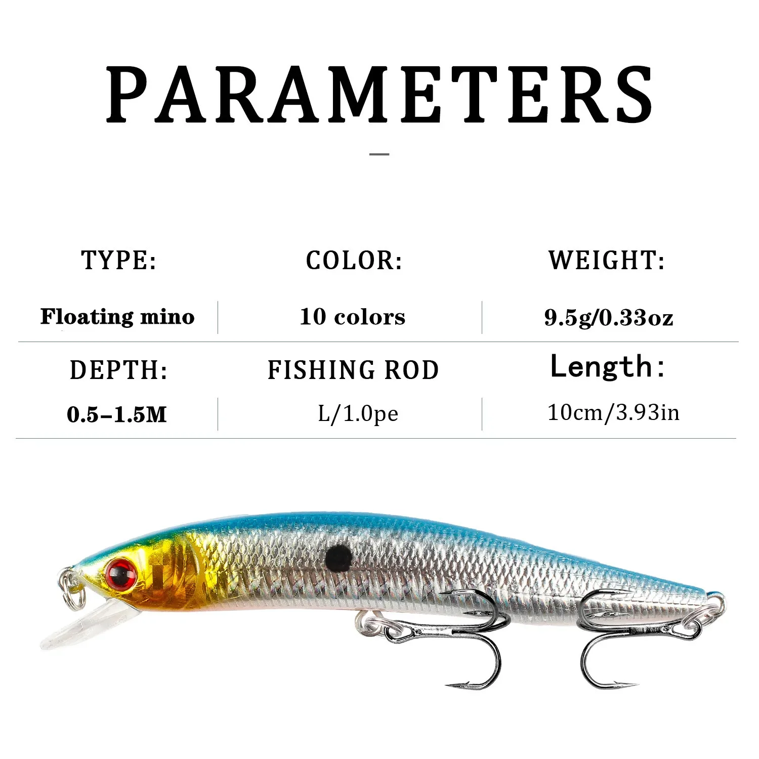 Floating Minnow Fishing Lure 10cm 9.5g 3D Eyes Crankbait Wobblers Artificial Plastic Hard Bait Bass Pike Jerkbait Fishing Tackle