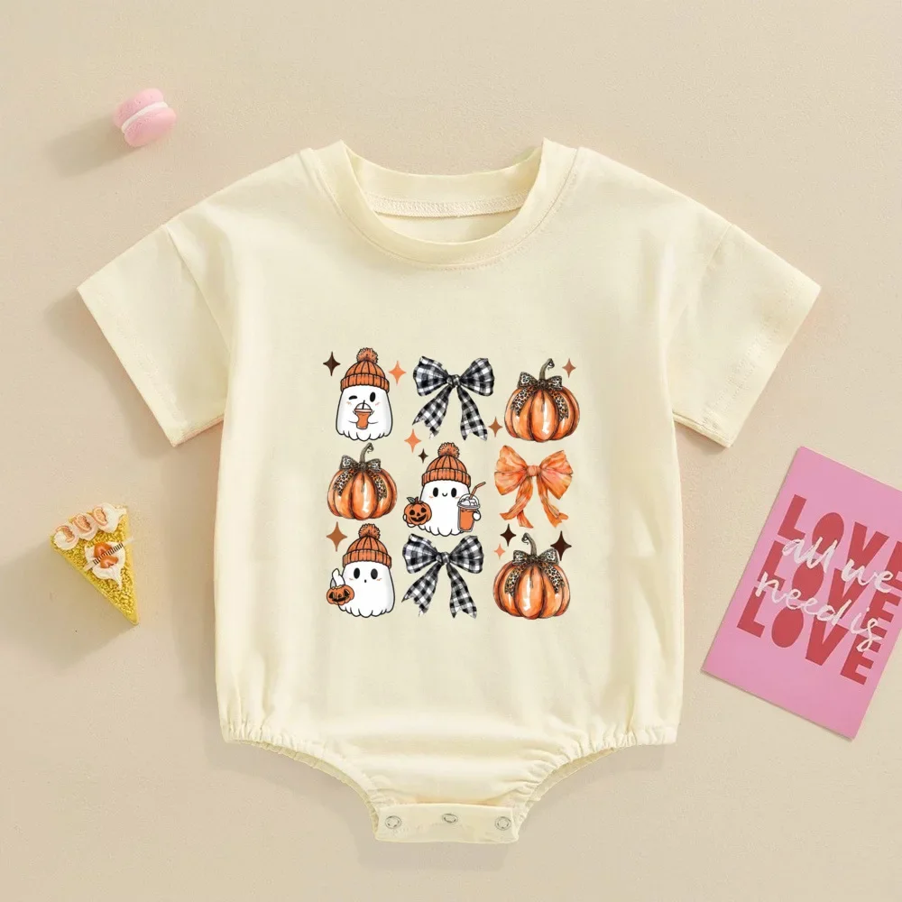 

Halloween Ghost Cute Bubble Romper Fall Baby Outfit Spooky Ghost Baby Oversized T-Shirt Rompers Funny Toddler Outfit