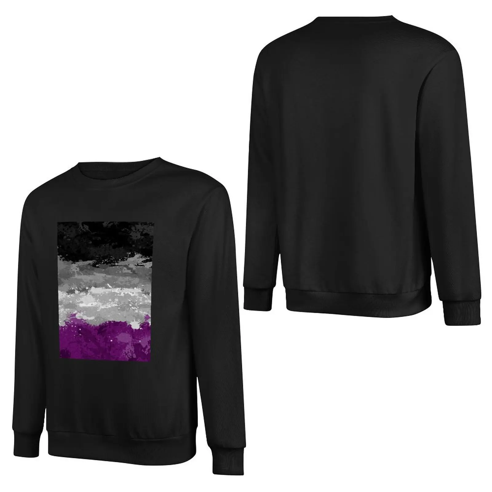 Abstract Paint Splatter Asexual Pride Flag Pattern Pullover Hoodie anime clothes korean autumn clothes sweatshirts for men