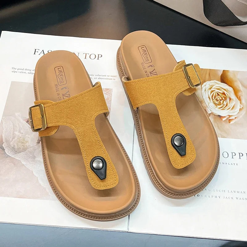 النساء شباشب على الموضة تصميم جديد جولة رئيس سميكة القاع الارتفاع تعزيز الوجه يتخبط قوس دعم لينة وحيد الصنادل المريحة #6