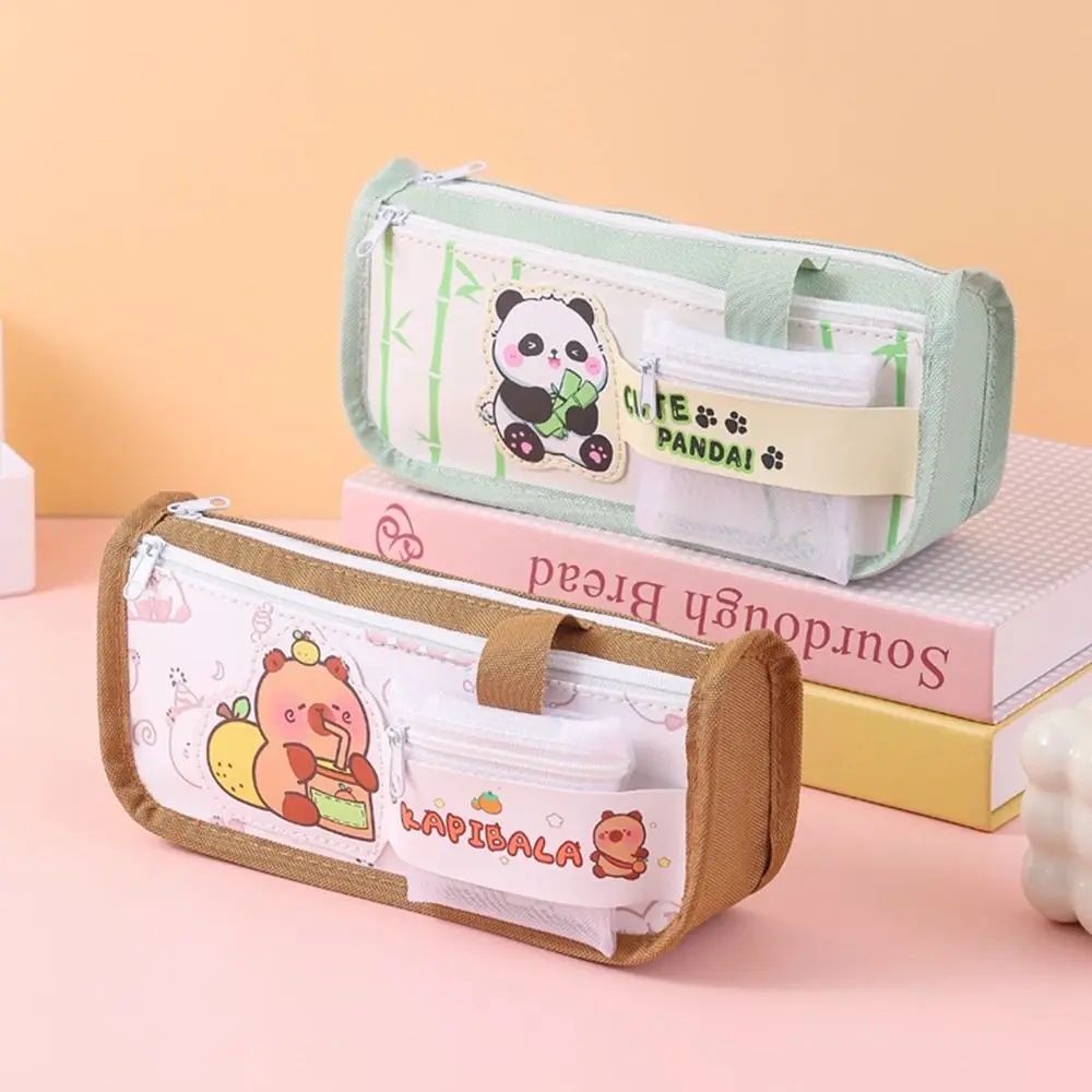 High Value Capybara Pencil Case Large Capacity with Small Bag Zipper Stationery Bag Student Stationery Dirt-resistant Pen Bags