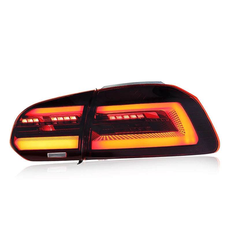 New 09-13  6-Speed Taillight Assembly GTI Modified LED Driving Light with Red Lens Color Flow Direction view 5