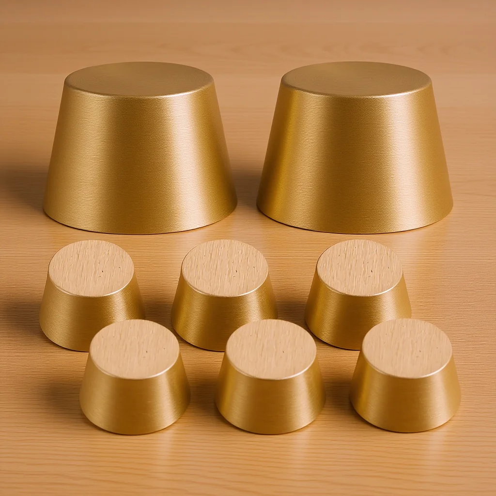 

8Pcs Brass Cutting Board Feet Riser Pads Stable Cone Design Small Furniture Feet Display Tray Jewelry Box Hardware