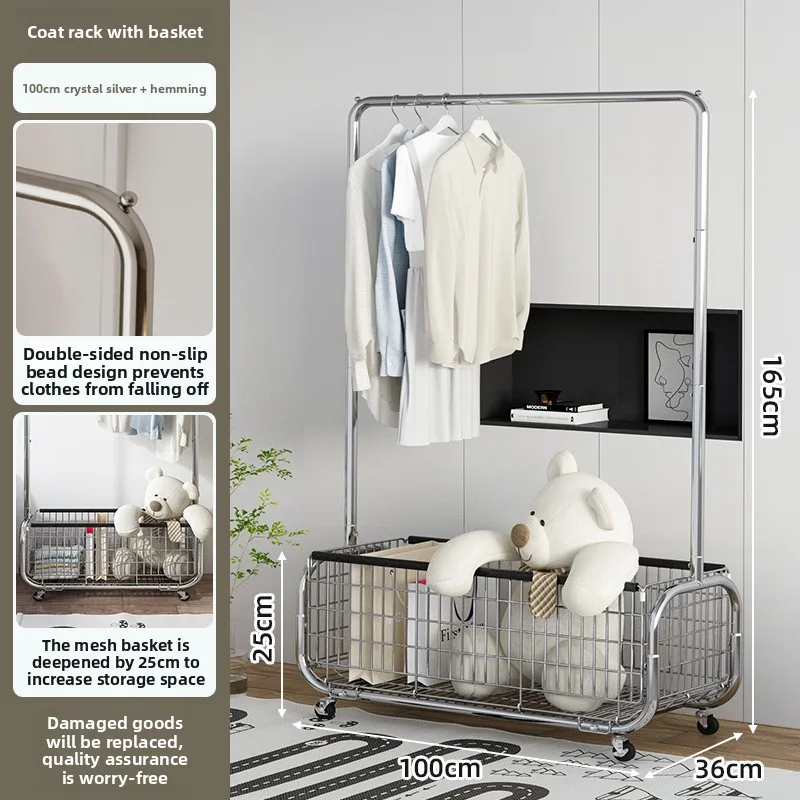 Multi-functional Household GoodsHanger Floor To Ceiling Bedroom Drying Hanger Mobile Light Luxury Corner Coat Rack Clothes Rack
