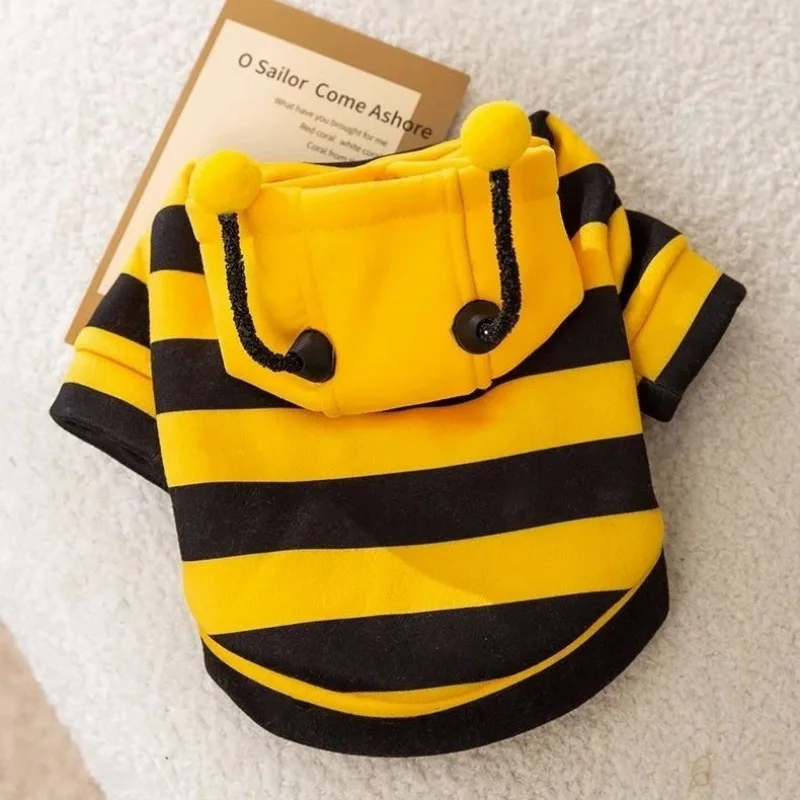 Funny Bee Anti-Slip Pet Hoodie, Cute Cat Small Dog Clothes for Beagle Blue Cat, Spring Autumn New Sweatshirt