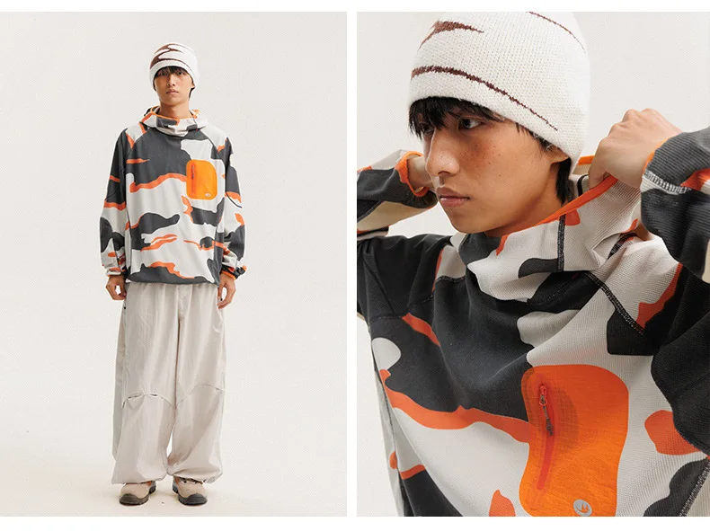 Unisex Leichtgewicht Waffelstruktur Hoodie Schnelltrocknend Langarm T-Shirt Atmungsaktiver Outdoor Sportlicher Pullover für Frühling Herbst – Detail 11