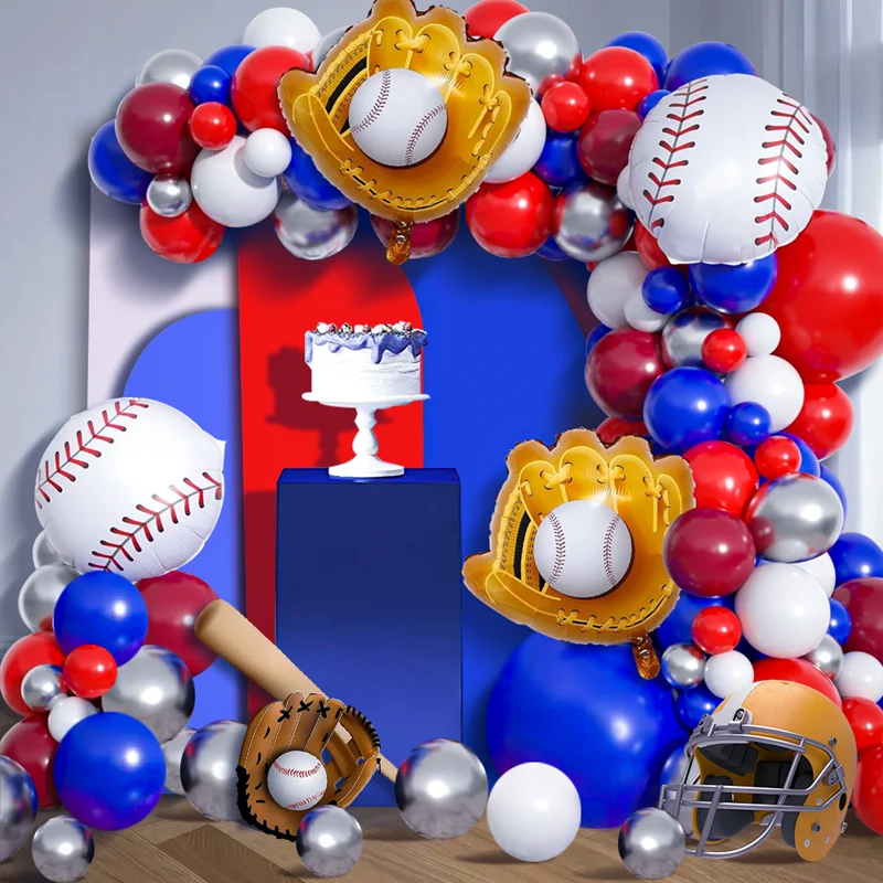132PCS Baseball-themed Balloon Garland Arch Kit Birthday Baseball Player Party Champion Anniversary Party Decorations
