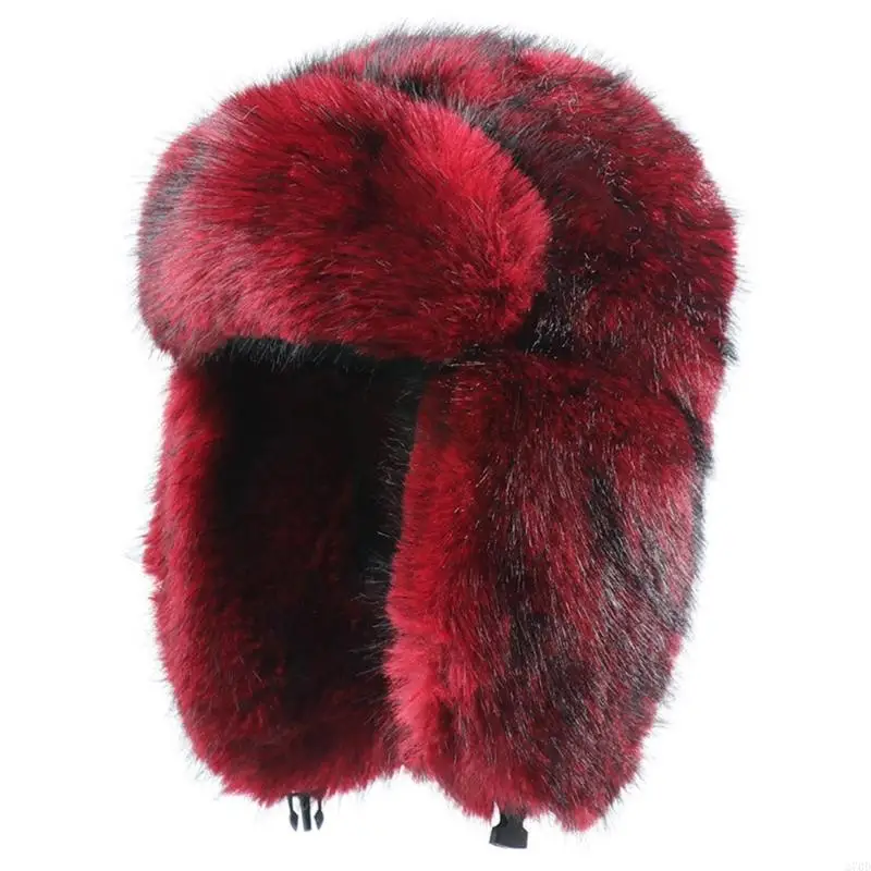 Comfortable Earflap Hat Breathable Fabric Thickened Plush Winter Hat for Outdoor Activity Skiing Hiking All Age Wear