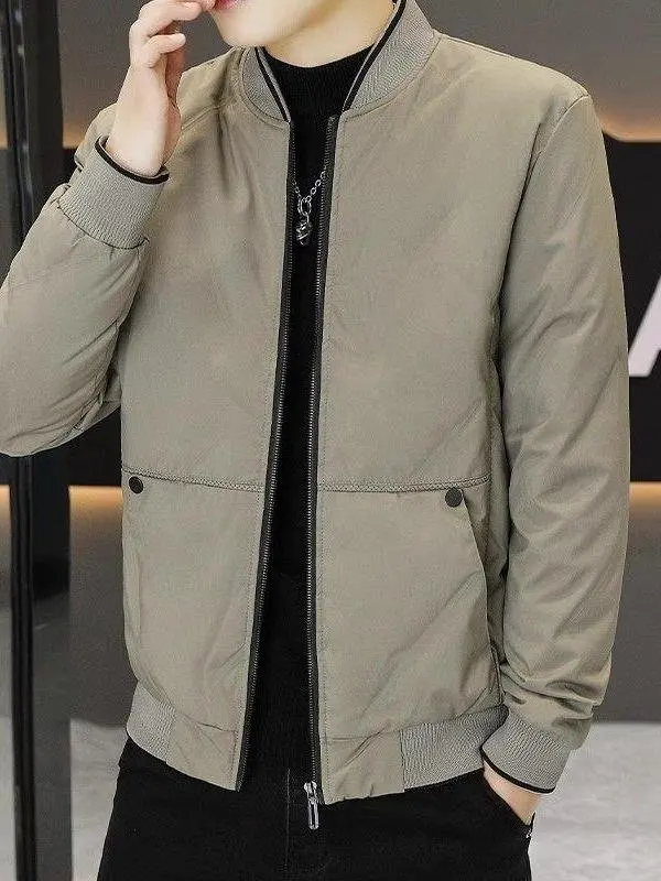 

Новинка 2025, мужское повседневное хлопковое пальто свободного покроя, теплое зимнее пальто с бейсбольным воротником, модное длинное пальто с хлопковой подкладкой