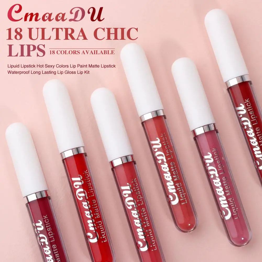 Batons líquidos impermeáveis, maquiagem labial, fosco, veludo, não desbotamento, duradouro, high-end, brilho labial, novo, 18 cores