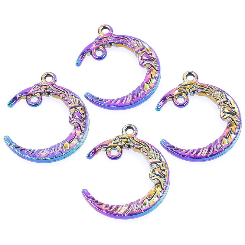 

10pcs/Lot Rainbow Color Moon Face Grandpa Kindness Celestial Sky Universe Charms Zinc Pendant For Jewelry Making DIY Accessories