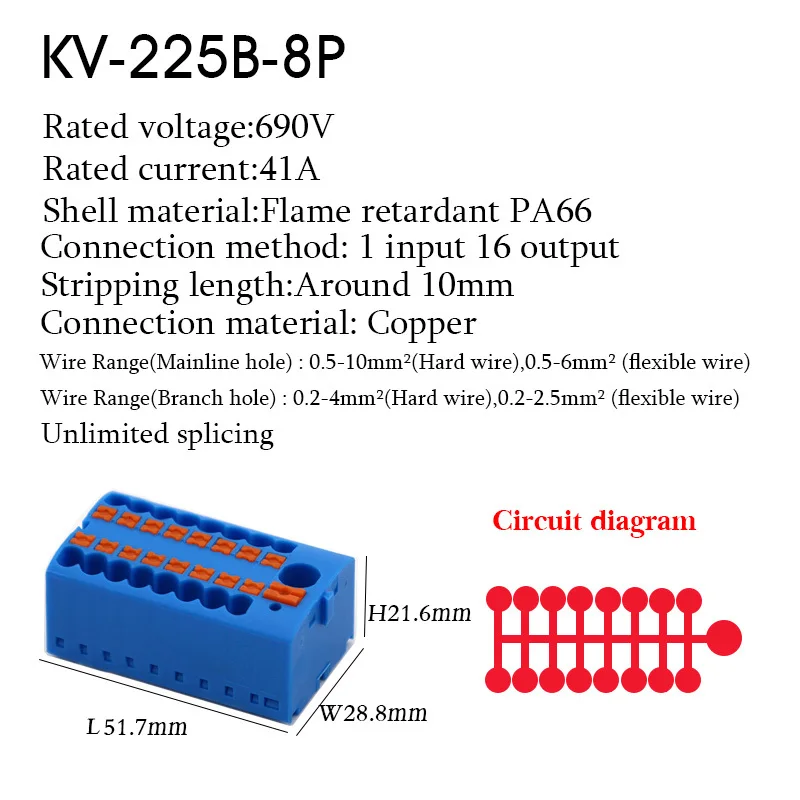 1 STÜCK 225 Serie Drahtverbinder Plug-in Elektrischer Klemmenblock Spleißbar Eins In Mehreren Out Splitter Führungsschiene Anschlussdose
