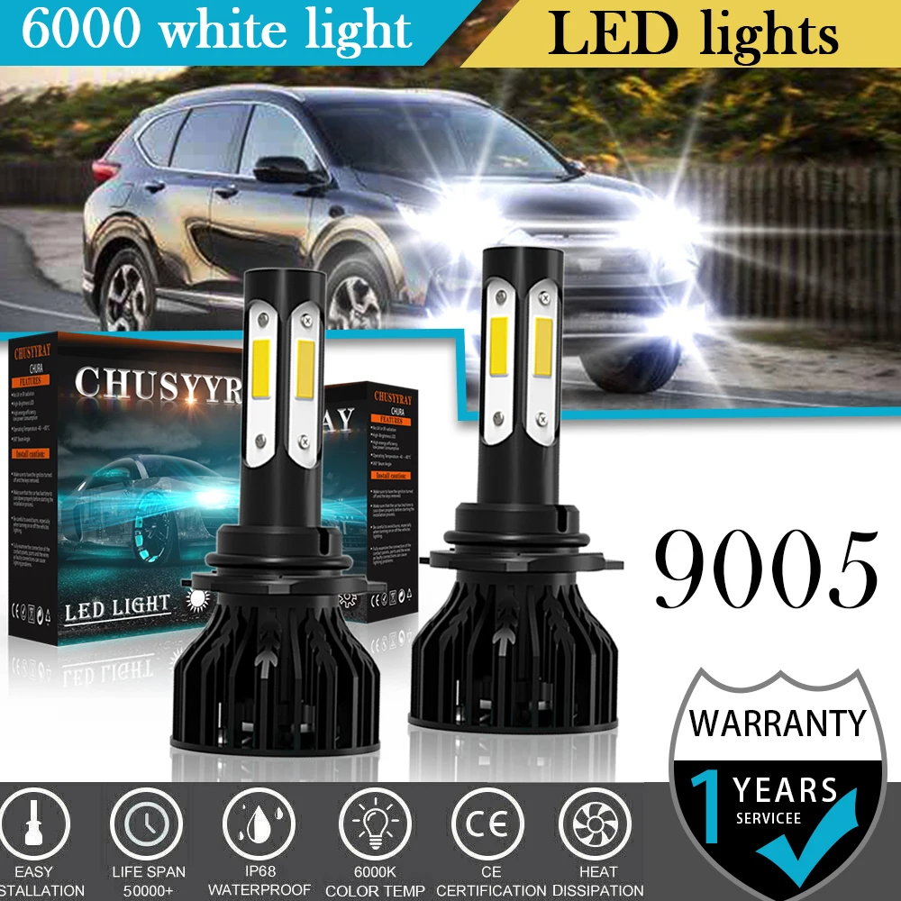 CHUSYYRAY Car Lights 2Pcs 9005 Led 9006 H10 HB3 9140 Replacement Bulbs Car fog Lights 12V 6000K White light Car Accsesories