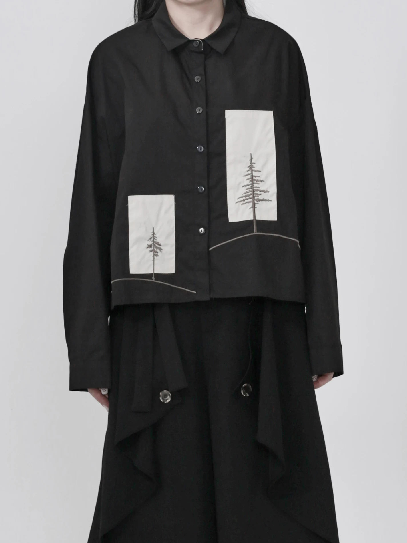 

Loose Long Sve Women's irt k Mountain Sle Water-Media Print Gothic Faion Casual Breathable Skin-Friendly irt