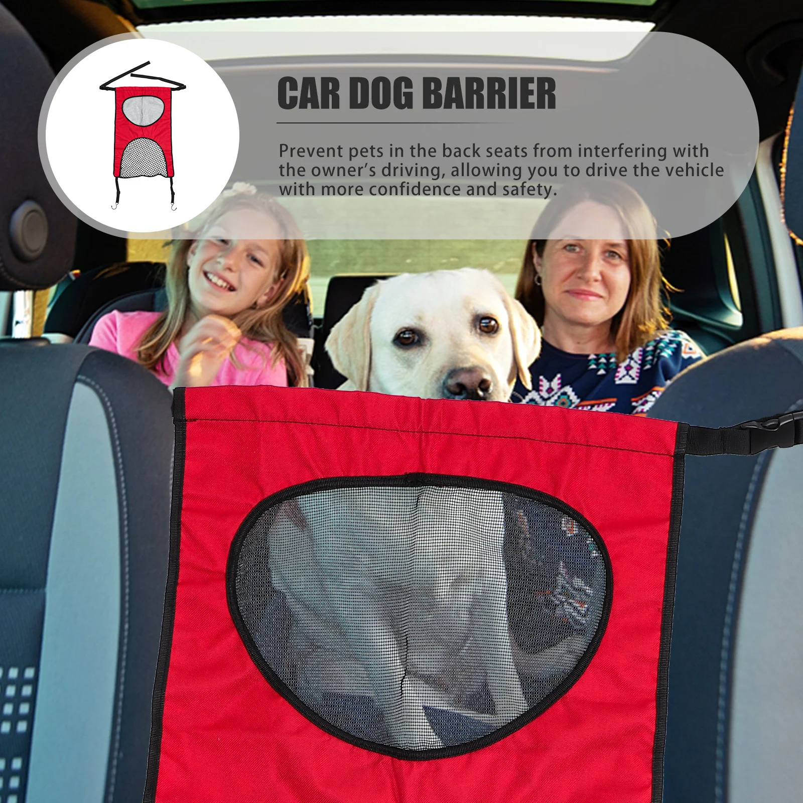 

Dog Backseat Barrier Car Mesh Net Pet Isolation Fence Strong Nylon Rear Seat Protector for Vehicles Trucks Car Dog Barrier