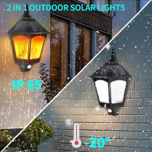 Solar Wall Light Induction Flame Light Two Modes Garden Decoration Landscape Outdoor Lighting