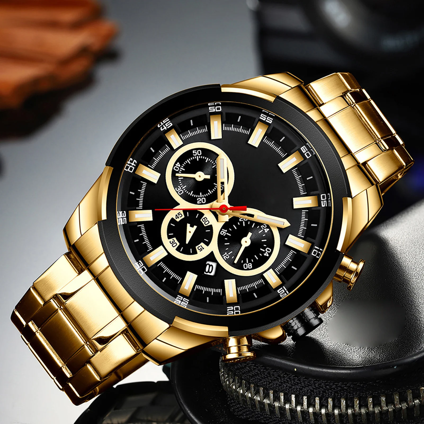 CURREN 8361 Quartz Man Wristwatch Watch for Male Men Watches with Calendar Indicator Date Waterproof Luminous Hands Three