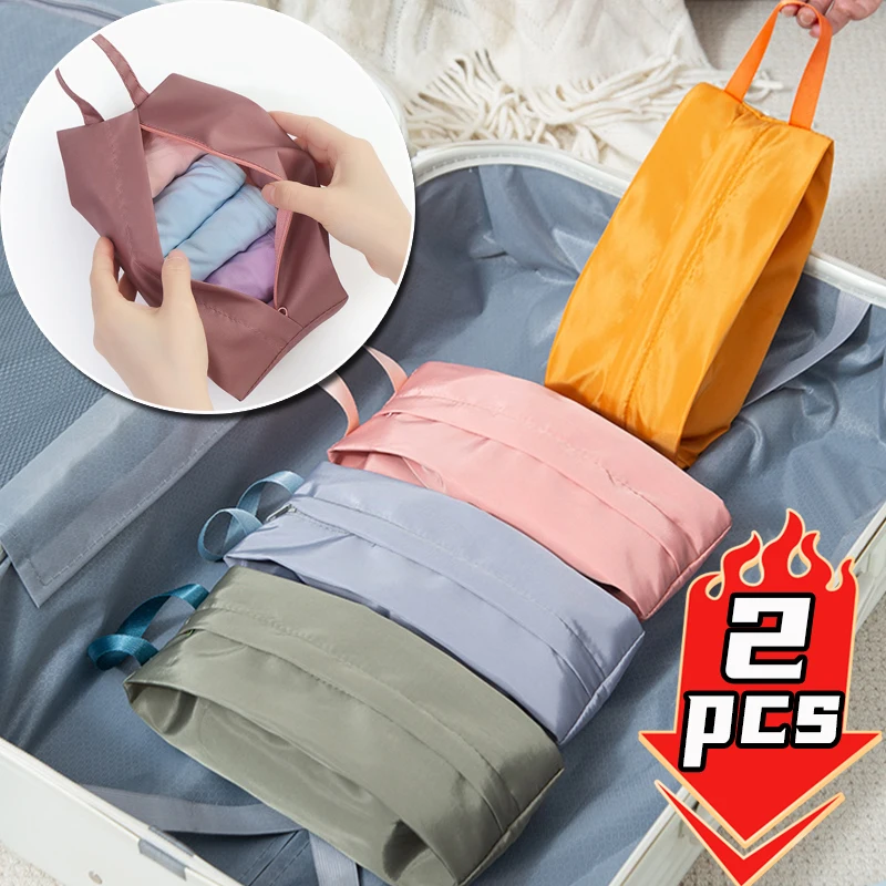 Sac de rangement portable pour chaussettes et sous-vêtements, grande capacité, petit sac de tri de voyage, lavage à la main pliant, trousse de maquillage, nouveau, 1,2 pièces