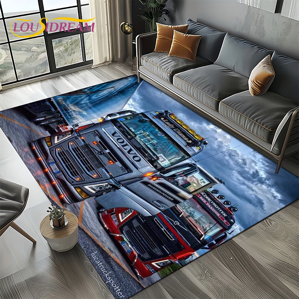 3D Print Volvo Truck Lorry Motorcycle Carpet Rug for Living Room Bedroom Home Sofa Decoration,kids Area Rug Non-slip Floor Mat