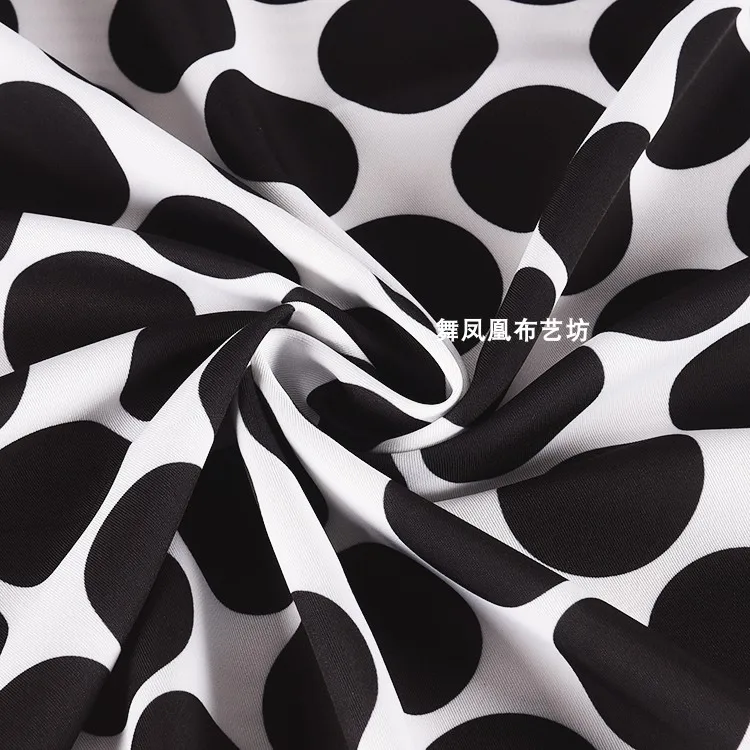 YLM Black White Polka Dot Fabric Clothing Woven Non-elastic Breathable