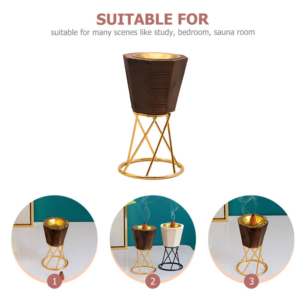 

Elegant Metal Incense Burner Stand Household Aroma Stove Decorative Censer For Home Bedroom Yoga Studio Desktop Vintage Style