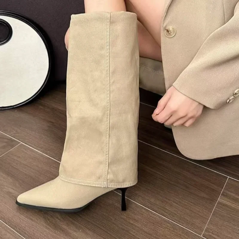 

Новые женские сапоги, сапоги на высоком каблуке с острым носком, ковбойские рыцарские сапоги в стиле ретро в стиле вестерн