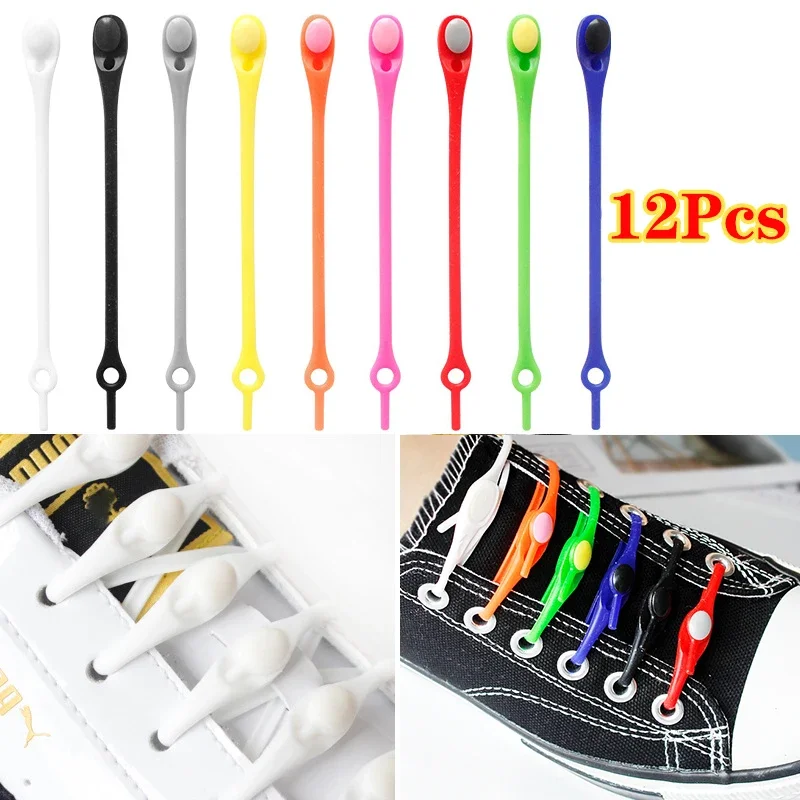 12pcs Stretch Silicone Shoelaces No Tie Shoe Laces Elastic Laces Sneakers Adults Lazy Shoelace for Shoes Rubber Zapatillas