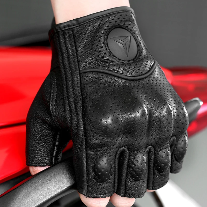 For BMW Motorcycle Gloves Leather Comfortable Breathable Half Finger Gloves Cross Country Race Outdoor Gloves Car Gloves