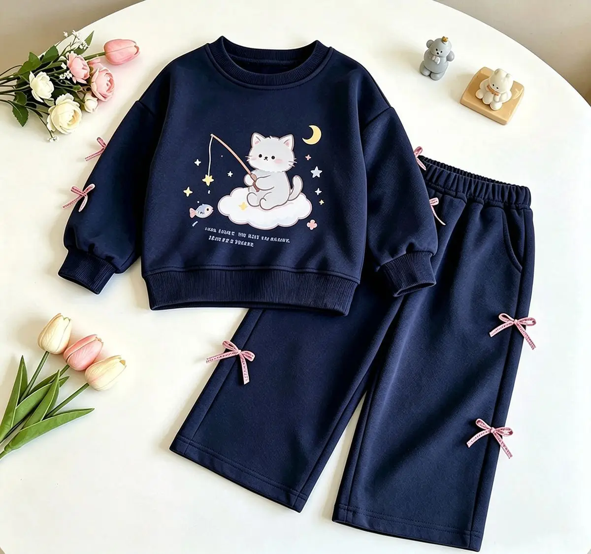 Mädchen-Sweatshirt & Hosen-Set mit Cartoon-Häschen-Print – Zweiteiliges Outfit mit langen Ärmeln für Frühling und Herbst, lässige Kinderkleidung – Detail 6