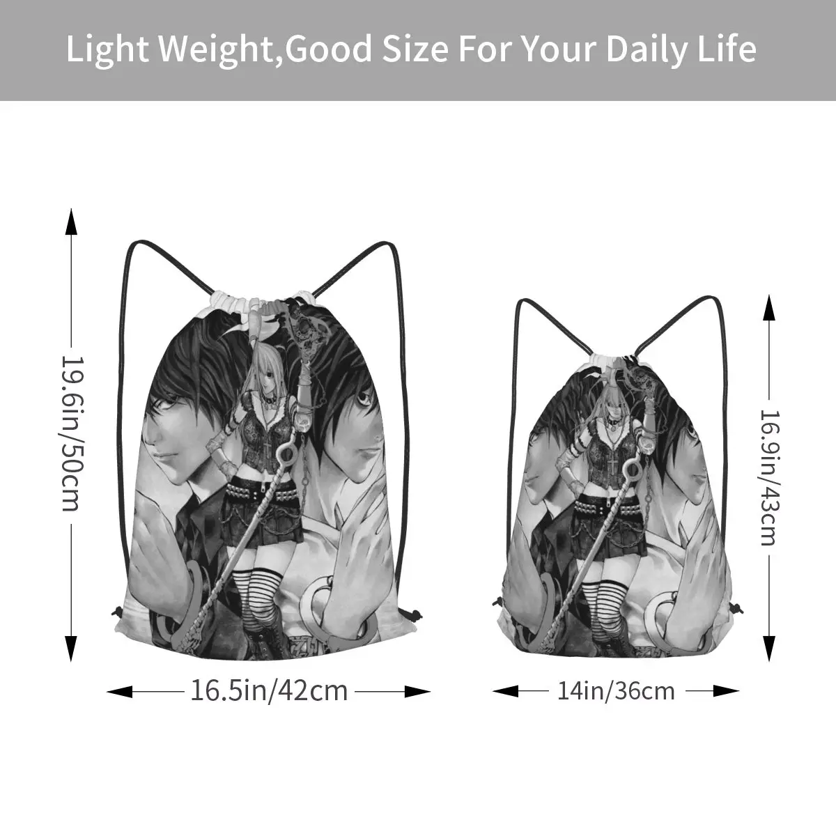 Deaths Notes Ryuk Anime Backpacks Portable Drawstring Bundle Pocket Shoes Bag Book Bags for Travel School