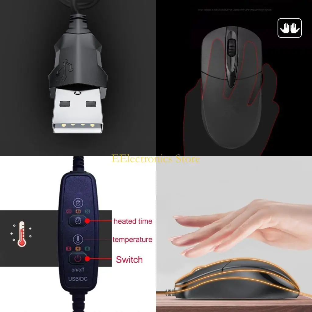 

B03C Зимняя проводная мышь с подогревом USB, 3-кнопочная проводная мышь для ноутбука, настольного ноутбука
