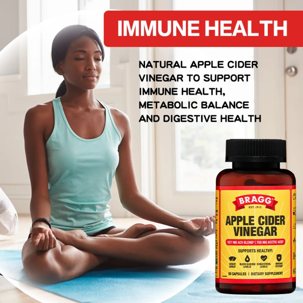 Apple Cider Vinegar Capsules - Vitamin D3 & Zinc - 750mg of Acetic Acid – Immune & Weight Management Support - Non-GMO, Vegan