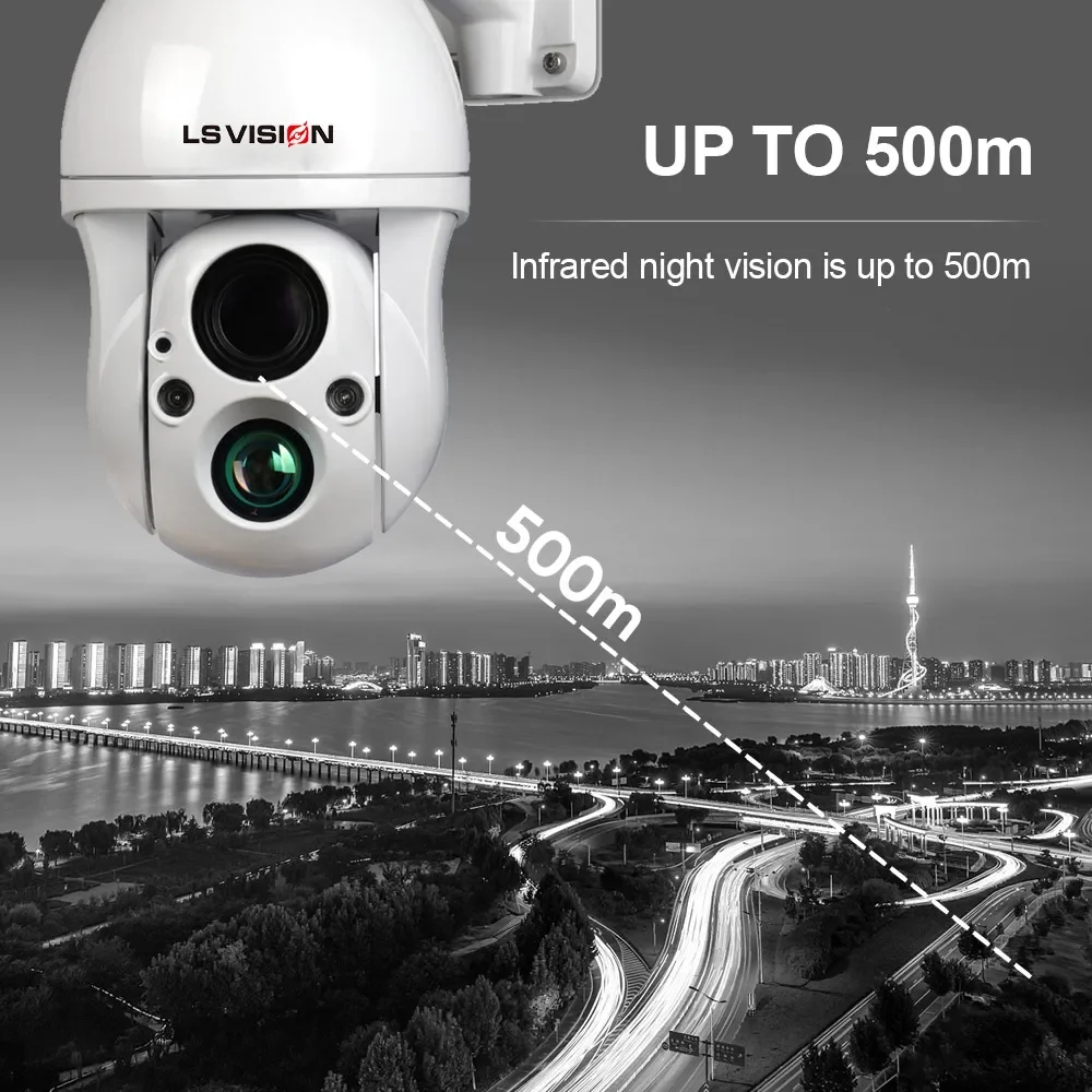 LS VISION Telecamera IP di sorveglianza di sicurezza esterna da 4 MP/8 MP con sirena incorporata e opzioni di archiviazione su scheda Micro SD Telecamera di rete