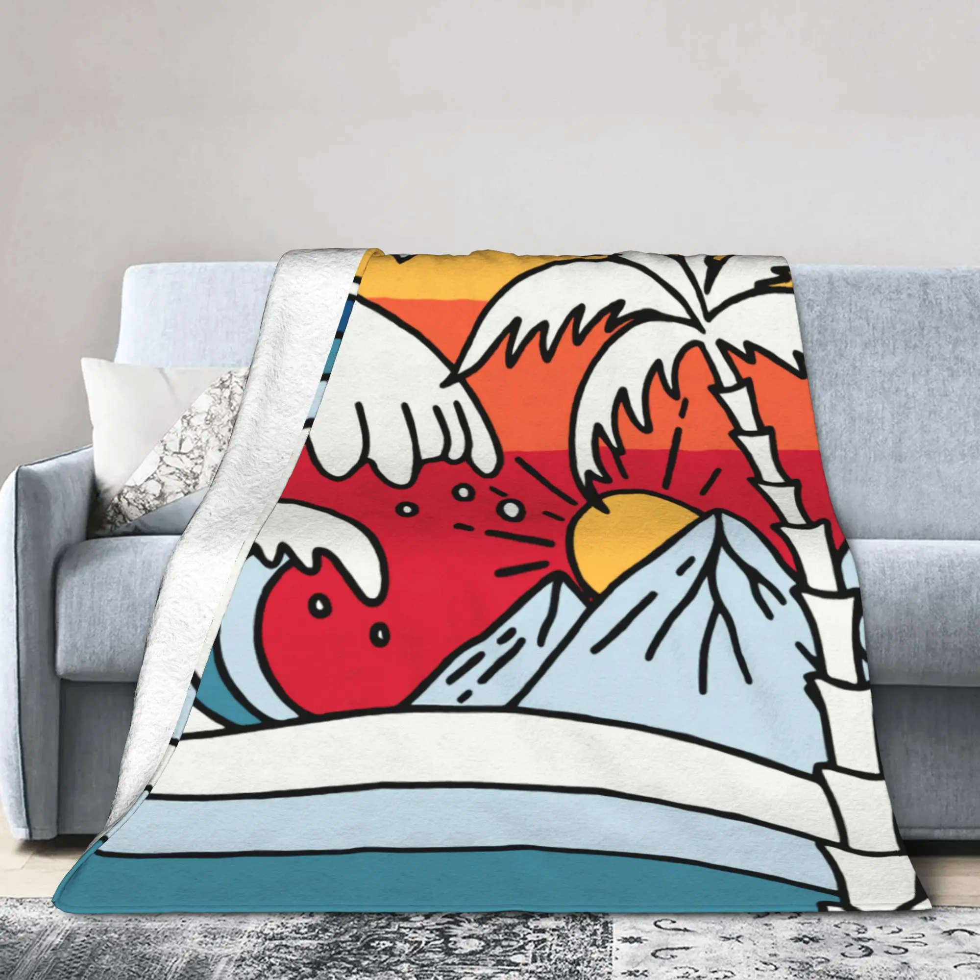 Custom California Beach Surfing Blankets Warm Flannel Summer Surfer Throw Blanket for Bedding Couch Quilt