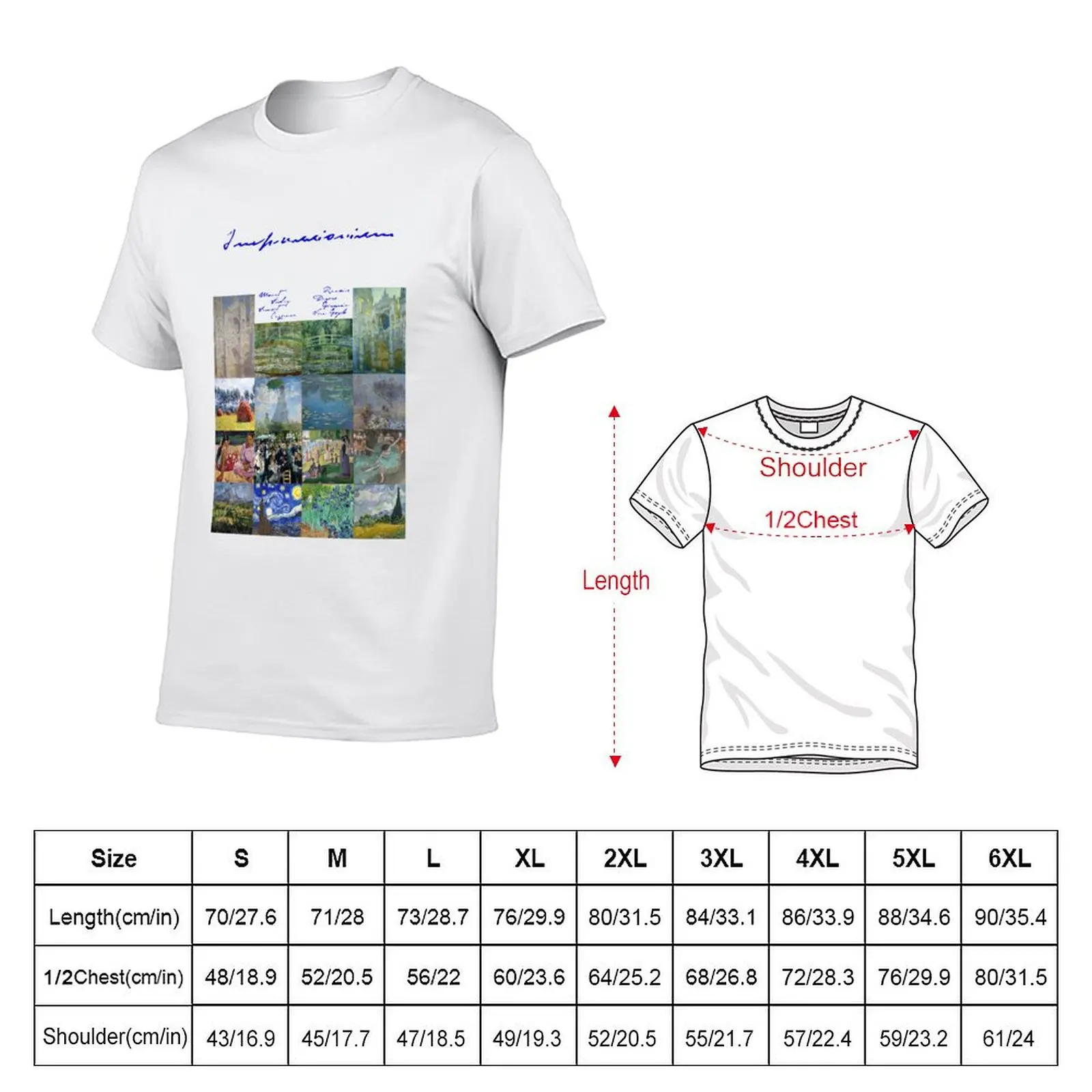 Impressionism Mural T-Shirt Casual Simple Design Short Sleeve Shirt