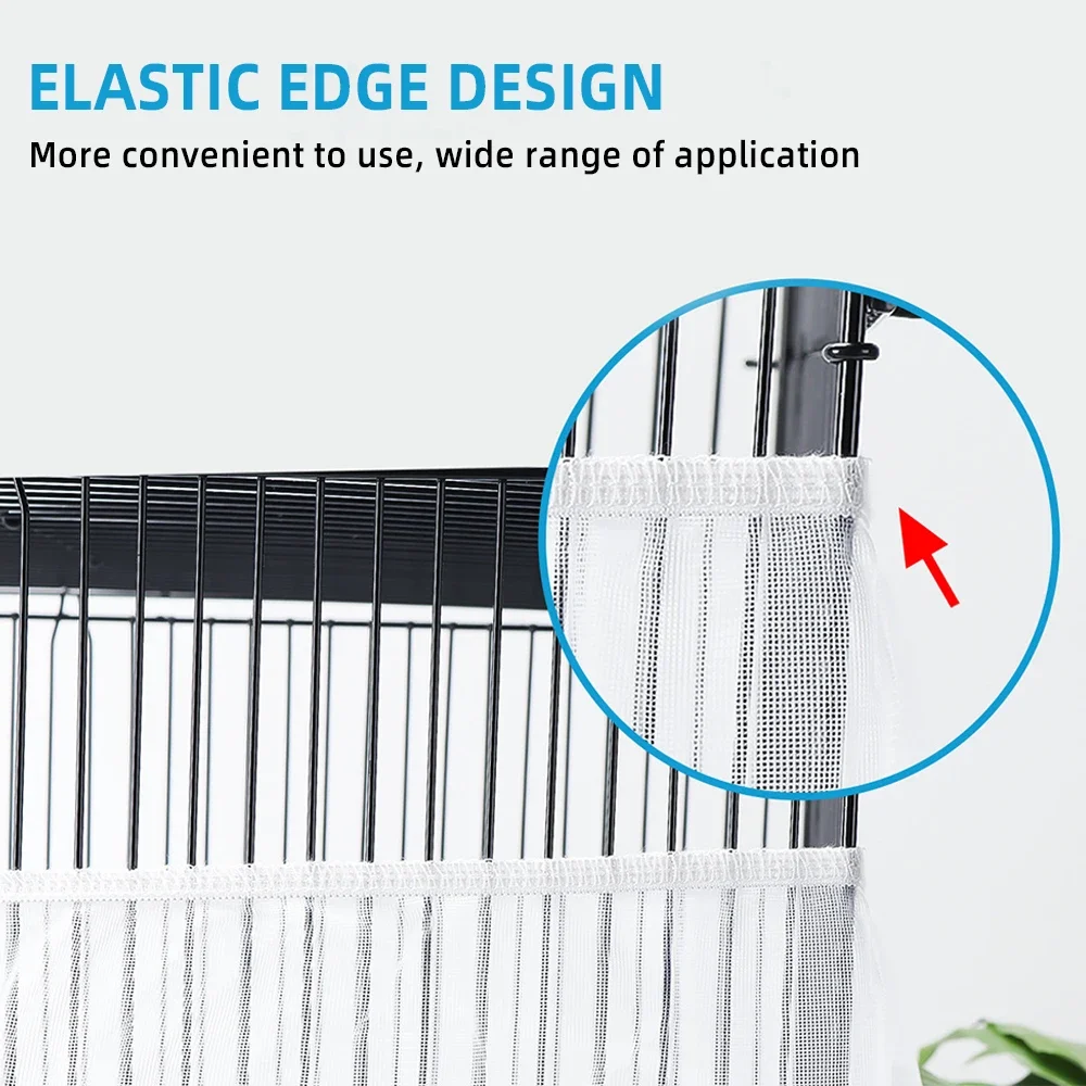 Nylon Mesh Bird Cage Cover Shell Skirt Net Easy Cleaning Seed Catcher Guard Bird Cage Accessories Airy Mesh Parrot Bird Cage Net