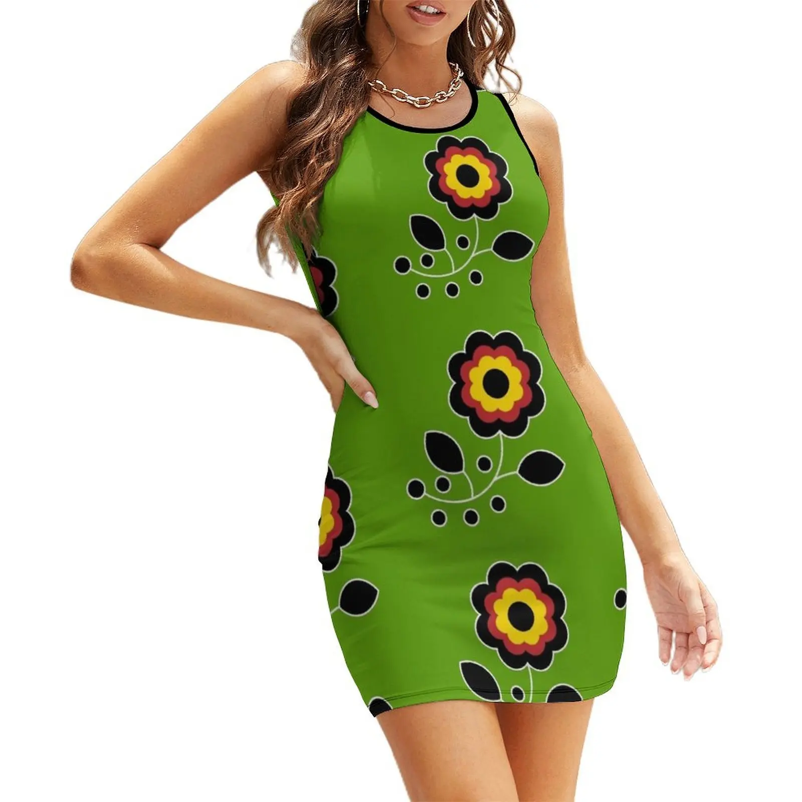 

Ojibwe Flower Beadwork Indigenous WAWEZHI CANADA Sleeveless Sundress Women's clothing women formal occasion dresses