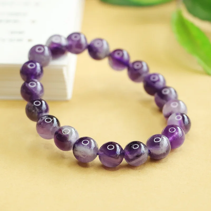 

bracelet purple Natural Dream Lace Amethyst Stone Beaded Bracelets Women Purple Crystal Quartz Energy Bead Reiki Healing Bangle